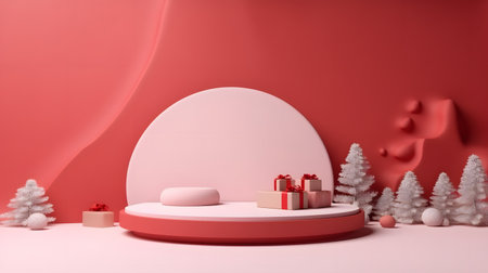 product podium stand with christmas theme background. AI Generatedの素材