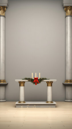 product podium stand with christmas theme background. AI Generatedの素材
