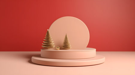 product podium stand with christmas theme background. AI Generatedの素材