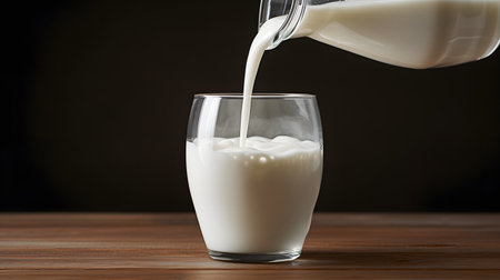 pouring milk in glass. AI generatedの素材
