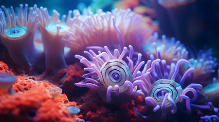 anemone actinia texture underwater reef sea coral. AI generatedの素材