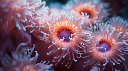 anemone actinia texture underwater reef sea coral. AI generatedの素材