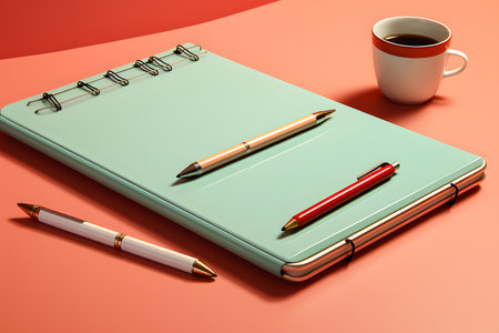 Mockup template with blank notebook. Generative AIの素材