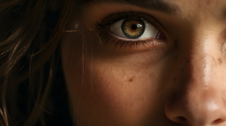 Close up of a beautiful young woman's eyes. Soft focus.の素材