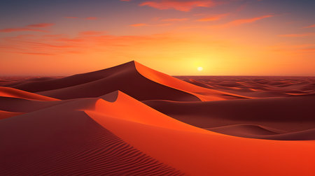 A breathtaking desert sunset with majestic sand dunesの素材