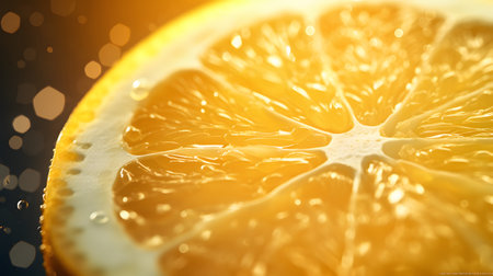 A vibrant slice of lemon up closeの素材