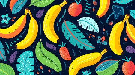 Tropical fruits. Retro style food poster.の素材