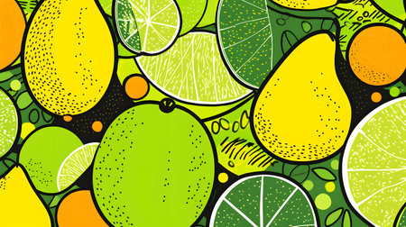 Tropical fruits. Retro style food poster.の素材