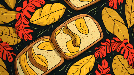 Tropical fruits. Retro style food poster.の素材