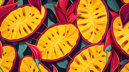 Tropical fruits. Retro style food poster.の素材