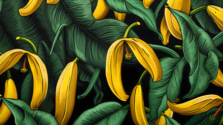 Tropical fruits. Retro style food poster.の素材