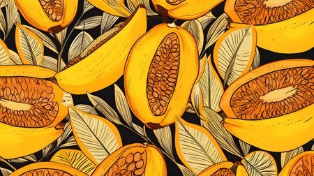 Tropical fruits. Retro style food poster.の素材
