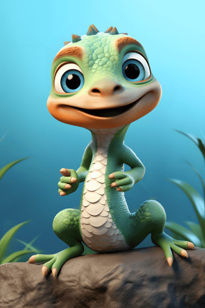 Cute adorable baby dinosaur, fantasy style of children.の素材