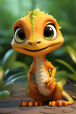 Cute adorable baby dinosaur, fantasy style of children.の素材