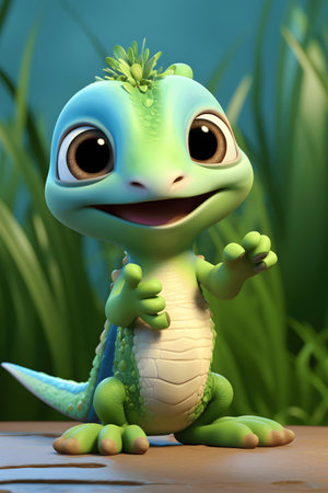 Cute adorable baby dinosaur, fantasy style of children.の素材