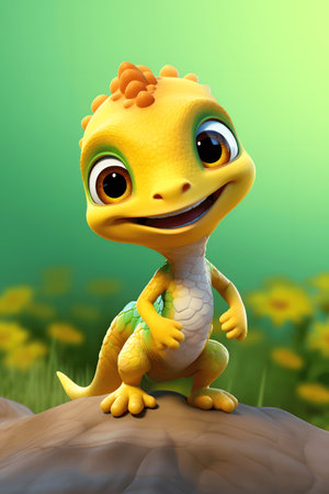 Cute adorable baby dinosaur, fantasy style of children.の素材