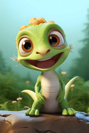 Cute adorable baby dinosaur, fantasy style of children.の素材