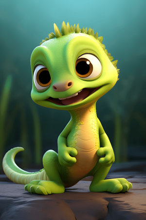 Cute adorable baby dinosaur, fantasy style of children.の素材