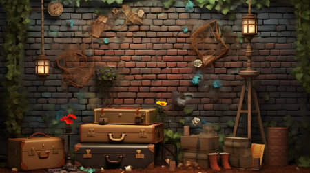 brick wall artistic backgroundの素材