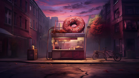 View of delicious glazed donutsの素材
