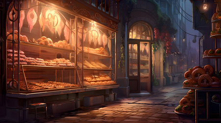 View of delicious glazed donutsの素材