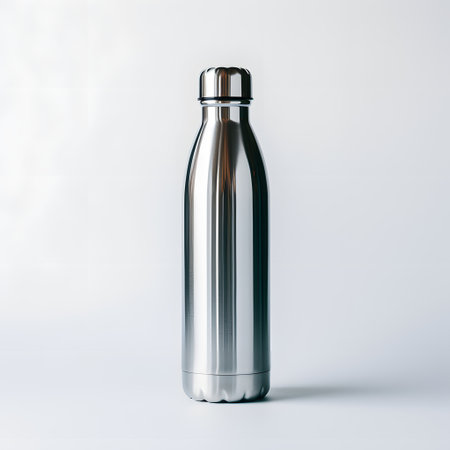 metal water bottle isolated white backgroundの素材