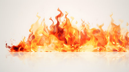 yellow flames isolated on white backgroundの素材