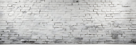 Abstract white brick wall texture for pattern background. wide panorama picture.の素材