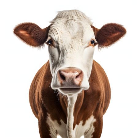 Cute cow on white background AI Generatedの素材