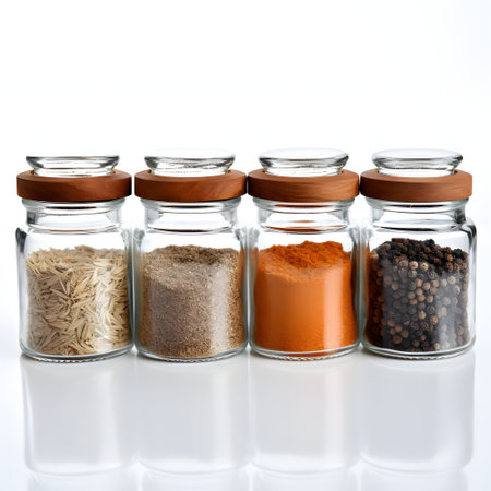Isolated reusable spice jars on white backgroundの素材