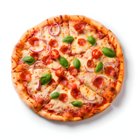 Pizza on white backgroundの素材