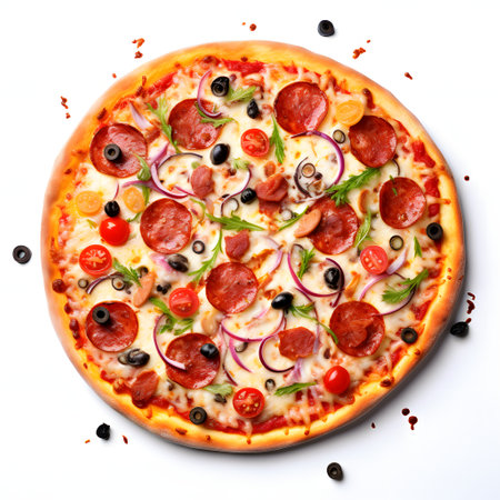 Pizza on white backgroundの素材