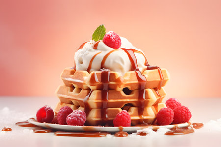 waffle with ice creamの素材