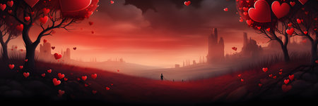 Valentine's day background with heartsの素材