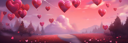 Valentine's day background with heartsの素材