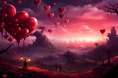 Valentine's day background with heartsの素材