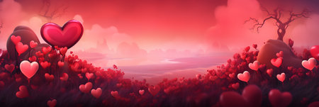 Valentine's day background with heartsの素材