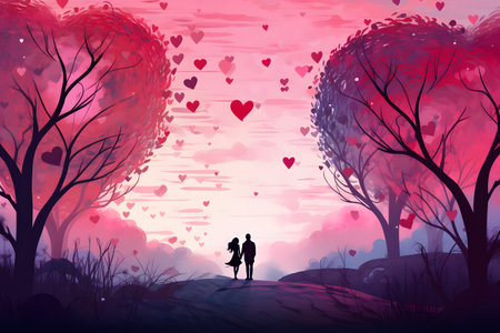 Valentine's day background with heartsの素材