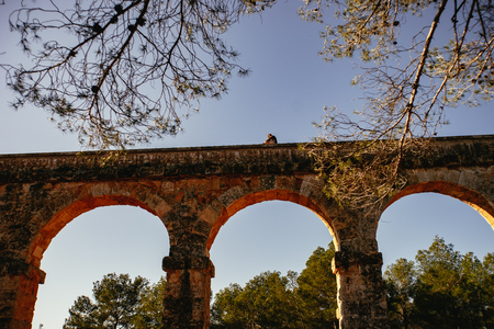 Roman Aqueduct Pont del Diable in Tarragona, Spainの写真素材