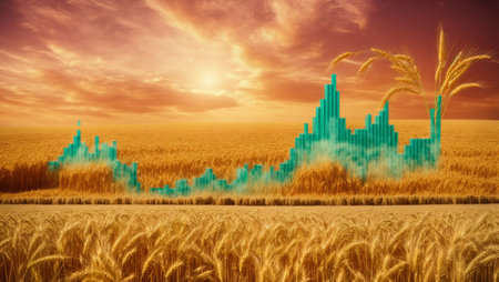 Illustration depicting wheat flakes and representing the rise in food prices like wheat and other foodsの素材