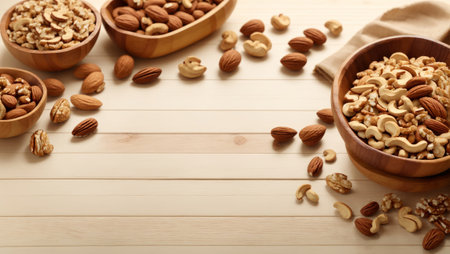 Warm illustration of nuts with copyspace perfect for advertising or related topicsの素材