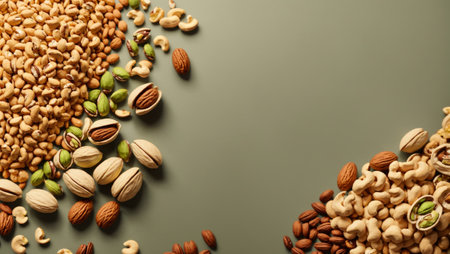 Warm illustration of nuts with copyspace perfect for advertising or related topicsの素材