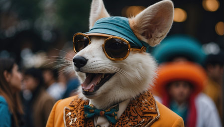 Hyper realistic, Colorful Fantasy Portraits of Humanized Animals in Carnival Costumesの素材