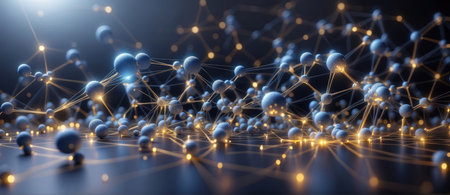 3d rendering of abstract network connection on dark background. network conceptの素材