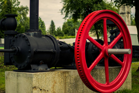 View of an old small steam machineの写真素材