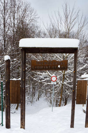 View on the entrance to the rock labirynth in "dry mountain" Bytomの写真素材