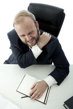 beard business man neck pain because  much workの写真素材