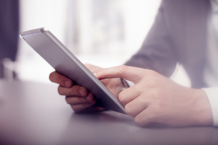 close up of a tablet pc computerの写真素材