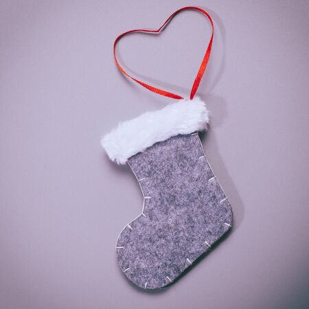 christmas sock with modern vintage colourの写真素材