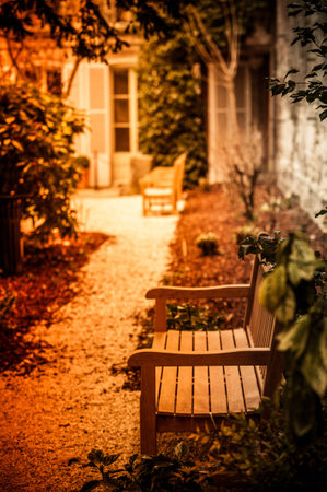 Paris romantic benchの写真素材